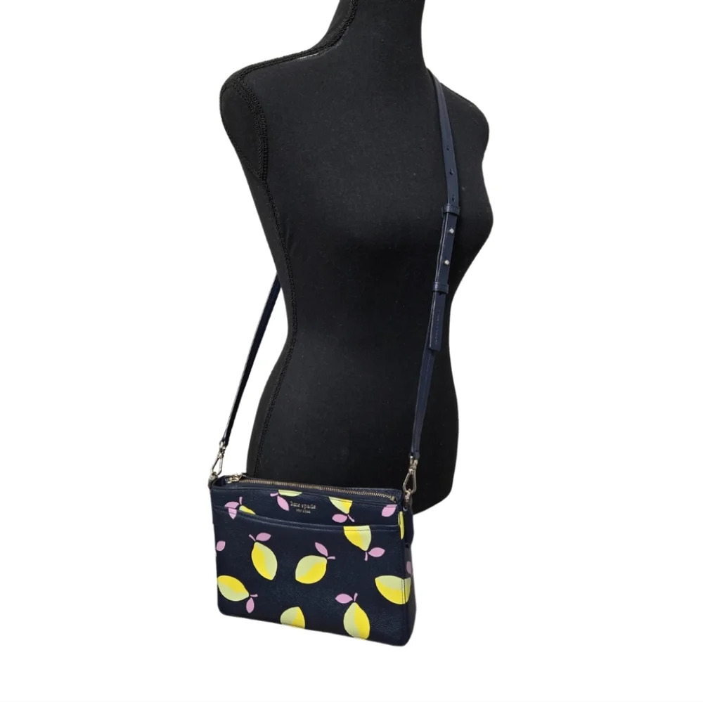Kate Spade Margaux Lemons Convertible Crossbody Navy Blue Purse